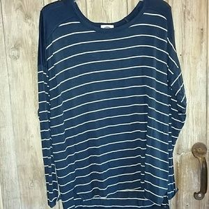 Old Navy Long Sleeve Tee in Blue with White Stripe